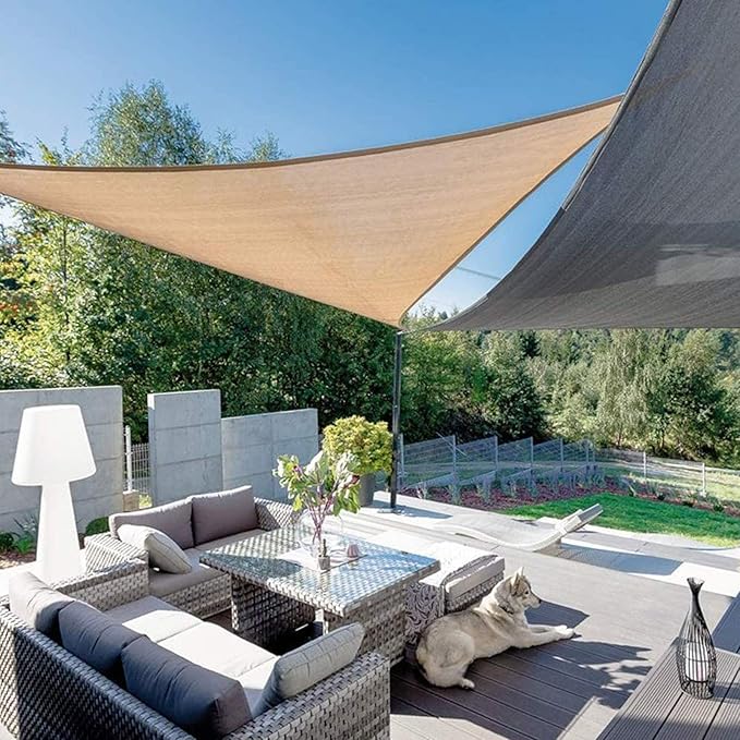 SUNLAX Sun Shade Sail 16' x 16' x 16' Sand Triangle Canopy Sail Shade Cover UV - Image 4
