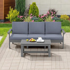 SERWALL HDPE Patio Sofa Set, 4-piece Sectional Outdoor Furniture Set, All - Image 8