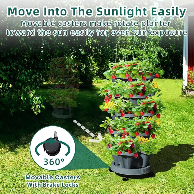 Strawberry Vertical Planters Tower Garden 3 Pack, 7 Tiered Stacking Herb - Image 4