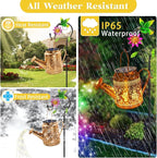 2 Pack Solar Lanterns Outdoor Waterproof, Hummingbird Watering Can Garden Decor - Image 7