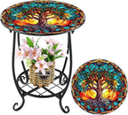Outdoor Side Table Round Small Mosaic Patio Accent Indoor End Plant Coffee Tea by Cinnvoice