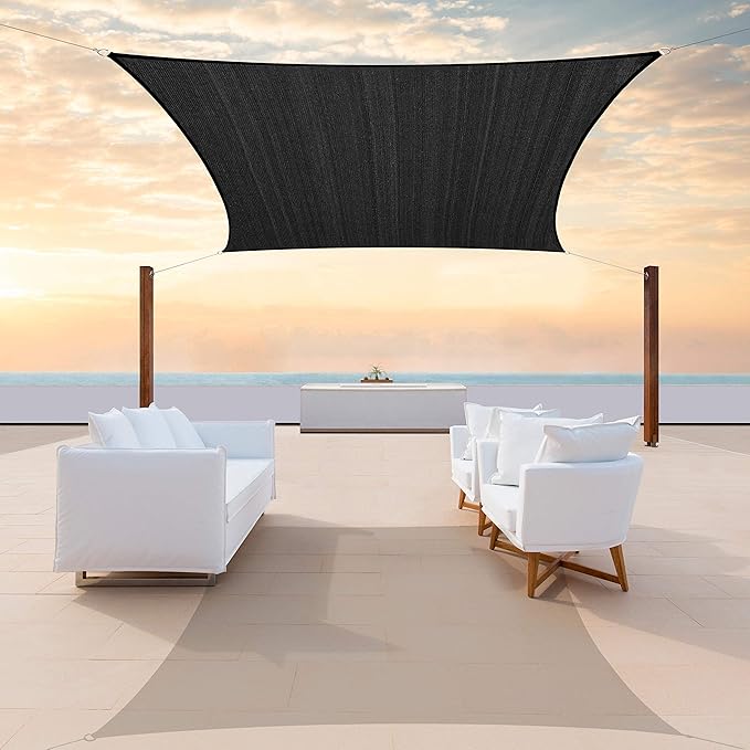 ColourTree TAPR1616 Custom Size 11' x 20' Black Sun Shade Sail Canopy UV Block by ColourTree