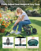 VEVOR Rolling Garden Cart with Swivel Seat, Heavy Duty Garden Seat with Storage - Image 2