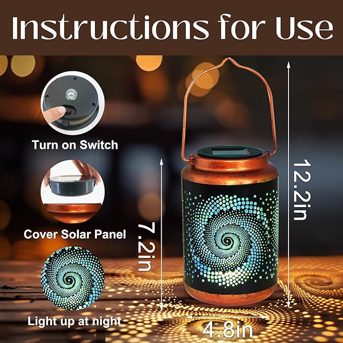 Solar Lanterns Outdoor Hanging Lantern Metal Waterproof LED Lantern - Image 3