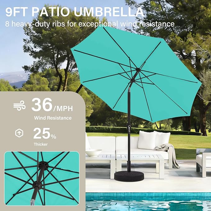 MEWAY 9ft Patio Umbrella Outdoor Table Umbrellas - Image 4