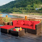 Tangkula 5 Pieces Patio Rattan Furniture Set, Outdoor Sectional Rattan Sofa Set by TANGKULA