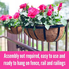 LaLaGreen Deck Railing Planter Boxes Black Metal Rectangular Hanging Planters - Image 7