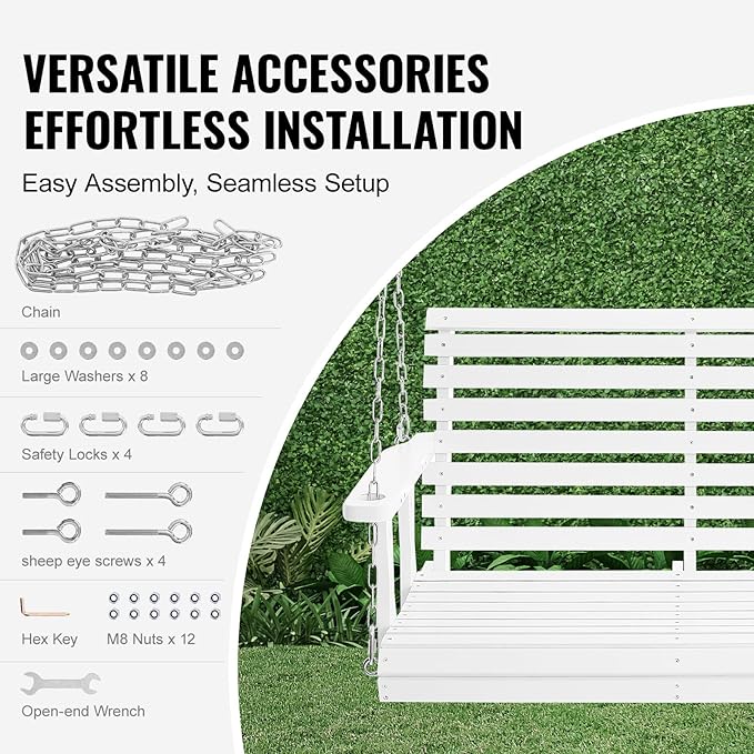 VEVOR Wooden Porch Swing 4 ft, Patio Bench Swing - Image 5