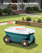 VEVOR Garden Scooter with Seat, 2 in 1 Rolling Garden Cart with Storage Bin - Image 3