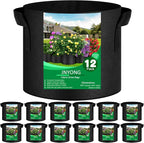 12-Pack 30 Gallon Thickened Non-Woven Grow Bags, Aeration Fabric Pots by JNYONG