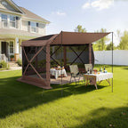 VEVOR Pop up Gazebo Screen Tent, 12 x 12 ft Large 6-Sided Camping Canopy Tent - Image 8