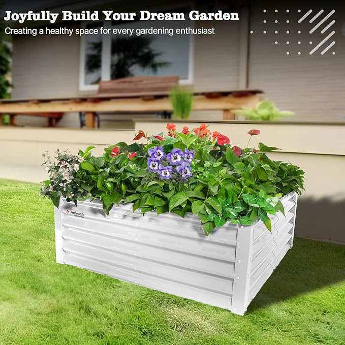 A ANLEOLIFE 4X4X1.5 ft Galvanized Raised Garden Beds Outdoor, Square Metal - Image 6