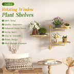 Window Rotating Plant Stand Shelf Indoor Gold Metal Floating Shelves 3-Tier - Image 3