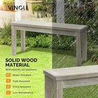 VINGLI Outdoor Wooden Bench, 40” Porch Bench Outdoor Backless Garden Bench - Image 4