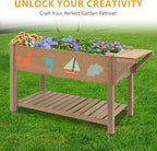 Raised Garden Bed with Lockable Wheels Mobile Elevated Wood Planter, Storage - Image 8