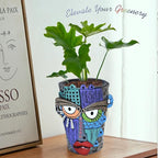 Abstract Face Planter Pots for Plants, Hand-Painted Colorful Flower Pots - Image 8