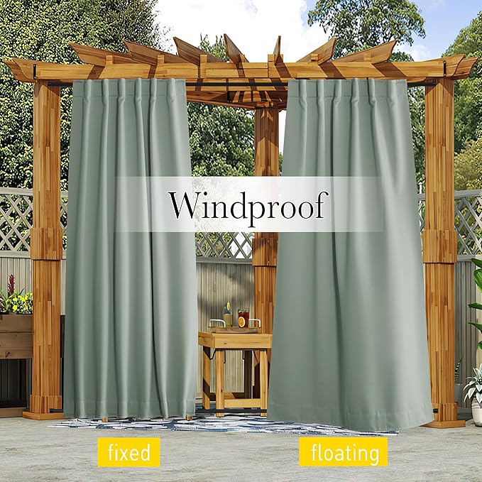 NICETOWN 2 Panels Weighted Outdoor Curtains - Image 2