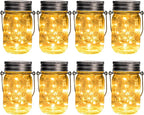 GIGALUMI Solar Mason Jar Lights, 8 Pack 30 Led String Fairy Lights Garden by GIGALUMI