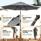 Ayge 9FT Large Outdoor Patio Umbrella Market Table Umbrella-UV Resistant - Image 3
