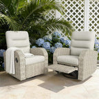 Outdoor Swivel Recliner Chair Set of 2, All-Weather Wicker Reclining Patio Chair by Vakollia