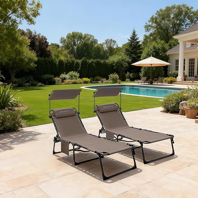 KingCamp Tanning Chair with Face Hole, Lounge Chairs Outdoor Folding Comfy - Image 2