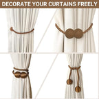 Hion Magnetic Curtain Tiebacks Dark Brown 6 Pack, Curtain Tiebacks Buckles - Image 7