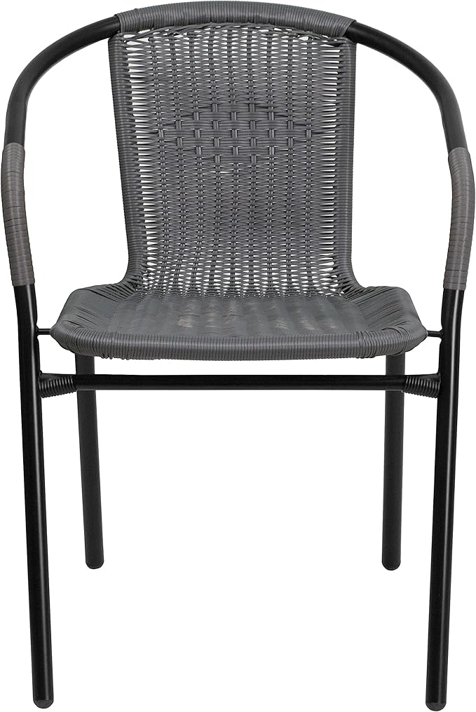 EMMA + OLIVER Set of 4 Modern Rattan Indoor/Outdoor Stack Chairs, Stacking - Image 7
