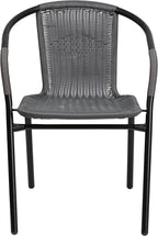 EMMA + OLIVER Set of 4 Modern Rattan Indoor/Outdoor Stack Chairs, Stacking - Image 7