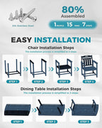 Ciokea HDPE Outdoor Dining Set, 7-Piece Patio Table and Chairs Set - Image 7