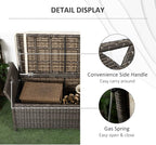 Outsunny 29 Gallon Patio Wicker Storage Bench, Outdoor PE Rattan Patio Furniture - Image 8