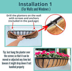 LaLaGreen Outdoor Wall Planter for Plants Large Black Metal Basket - Image 3