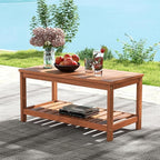 Tangkula Wood Outdoor Coffee Table, 2-Tier Patio Coffee Table - Image 9