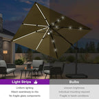 PURPLE LEAF 10 Feet Patio Umbrella Outdoor Cantilever Solar Powered LED Swivel - Image 3
