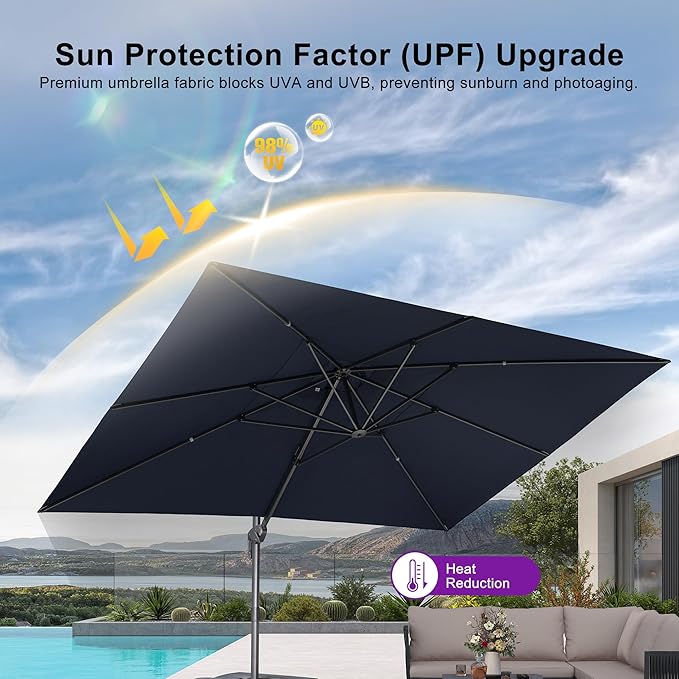 PURPLE LEAF 10' X 13' Rectangle Cantilever Umbrella - Image 6
