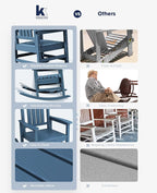 KINGYES HDPE Patio Rocking Chair Set of 4, Outdoor Rocking Chairs Porch Rocker - Image 4