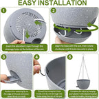 WOUSIWER Self Watering Hanging Planters, 2 Pack 12'' Plastic Pots - Image 7