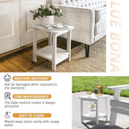 LUE BONA Adirondack Outdoor Side Table, 2-Tier White HDPS Patio End Table - Image 7
