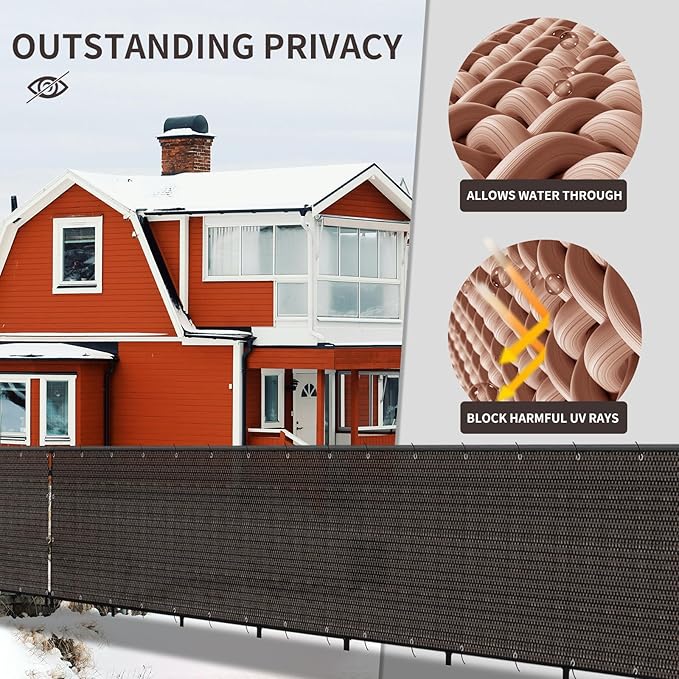 LOVE STORY Custom Size 2'6''x26' Brown Balcony Privacy Screen, UV Block Privacy - Image 4