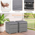 Tangkula 2 Pieces Patio Ottomans, Patiojoy Hand-Woven PE Rattan Side Table - Image 4