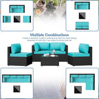 Shintenchi 5 Pieces Outdoor Patio Sectional Sofa Couch, Patio Conversation Sets - Image 5