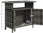 Outsunny Wicker Outdoor Storage Cabinet, Rattan Outdoor Bar Table - Image 7