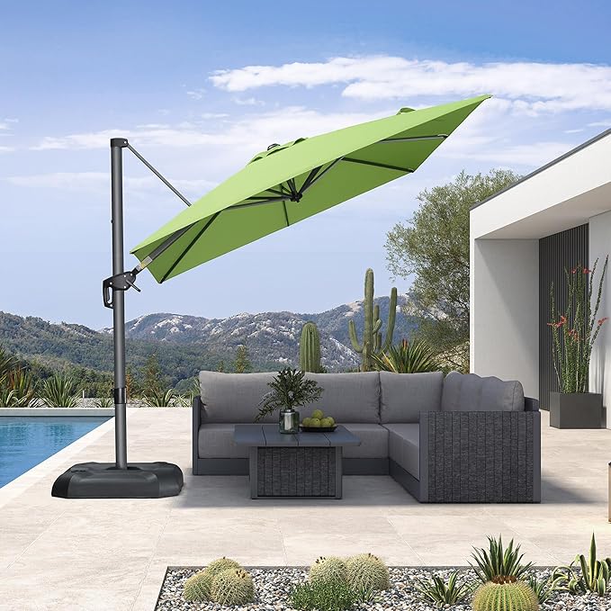 PURPLE LEAF 8 Feet Patio Umbrella Outdoor Cantilever Square Umbrella Aluminum by PURPLELEAF