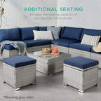 Best Choice Products Set of 2 Wicker Ottomans, Additional Seating, Side Table - Image 7