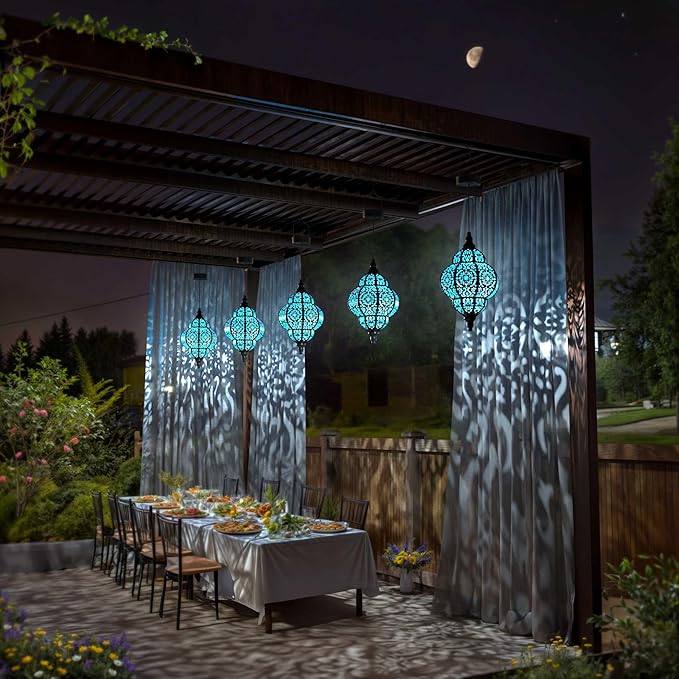 Hanging Solar Lights Outdoor Garden Decor Solar Lantern Waterproof Plastic - Image 6