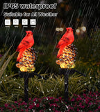 Cardinal Decor Solar Garden Decor Waterproof Red Bird Figurine Solar Stake - Image 5