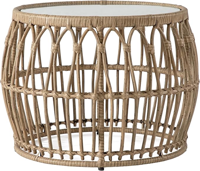 Furniture of America Ysar Boho Rattan Round Coffee Table Outdoor - Image 9
