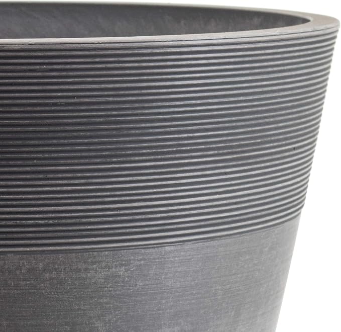 PSW Pot Collection 16-inch Plastic/Stone/Wood Composite Large Ribbed Planter – - Image 3