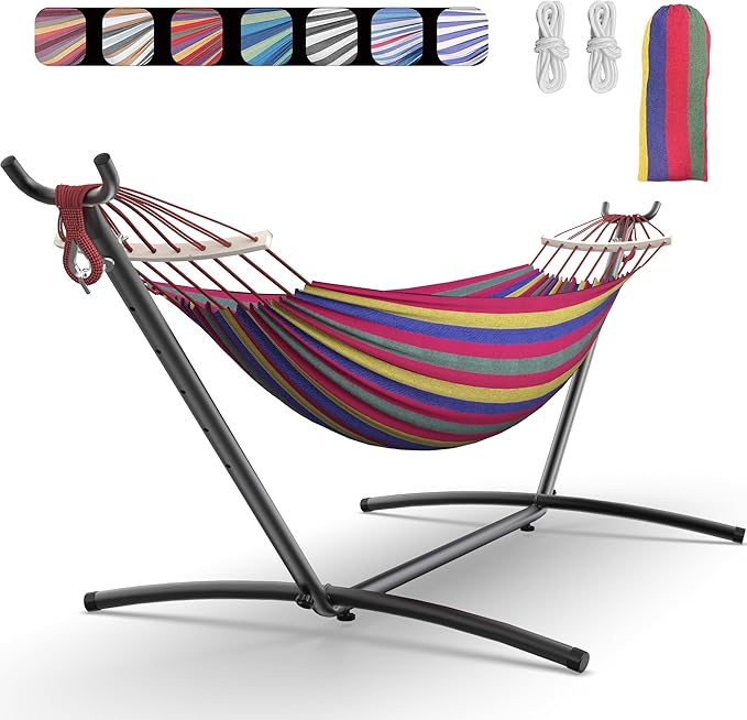 Double Hammock with Heavy-Duty Steel Stand, Easy Assembly, 600lbs Weight by Unknown