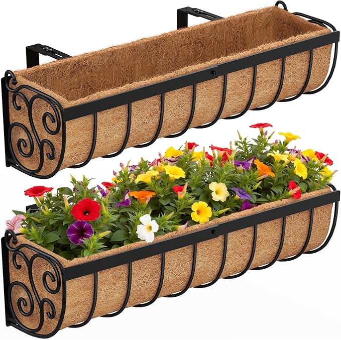 Railing Planter Boxes, 24 Inch Window Boxes Planters, Balcony Planters by VOXOR