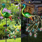 Glintoper Solar Garden Lights, 39 Inch Height Outdoor Metal Peacock Decorative - Image 3